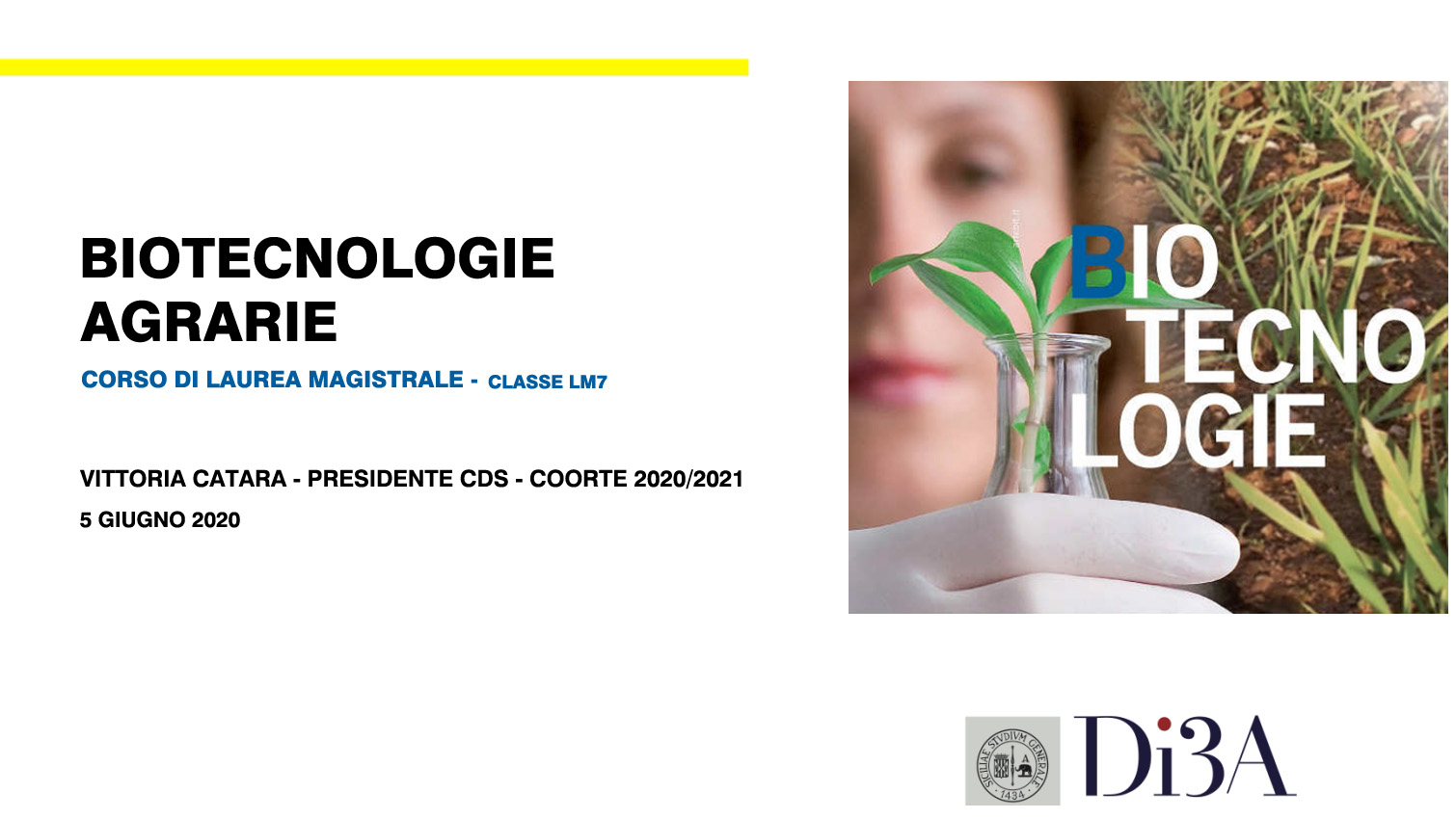 Corso di laurea magistrale in Biotecnologie agrarie